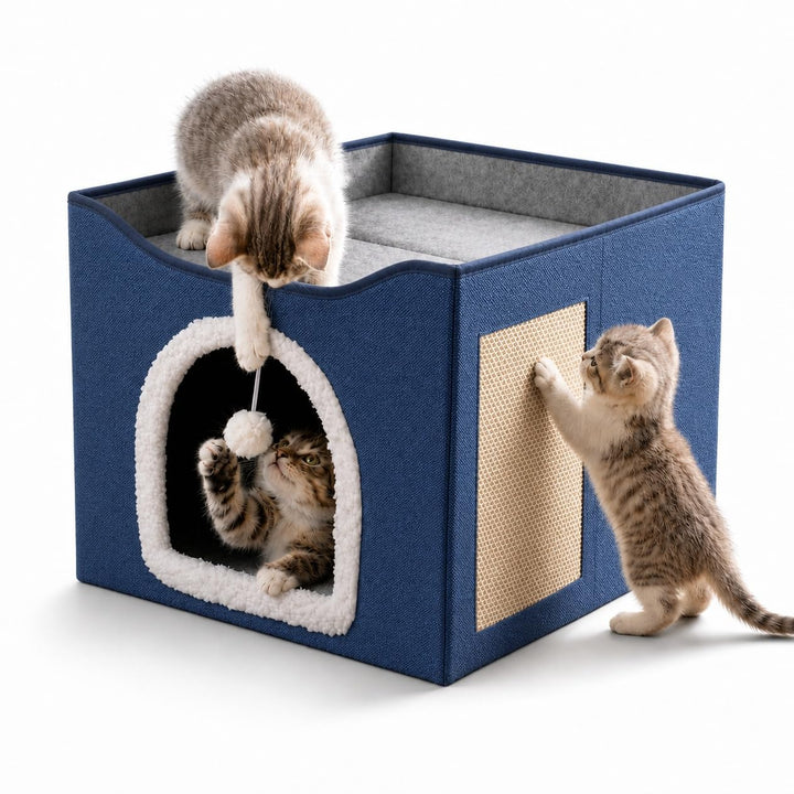 FURRYPAWS Katzenhöhle - Gemütliches Katzenhaus für drinnen und draussen, Ideal als Katzenhaus Indoor