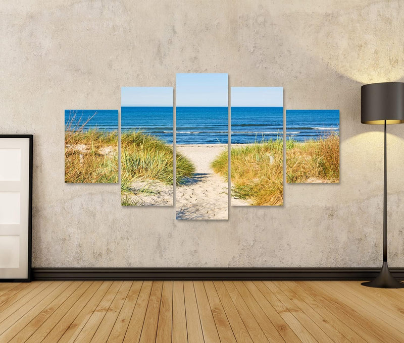 Bild auf Leinwand Strand Zugang Weg zur Ostsee Marram Grass Aside Wandbild Poster Kunstdruck Bilder