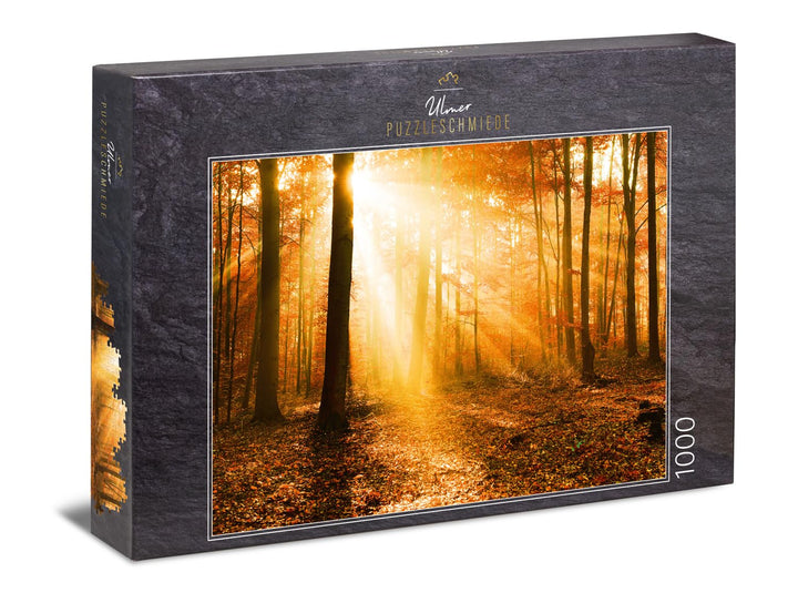 Ulmer Puzzleschmiede „Goldener Herbstwald“ - Klassisches 1000 Teile Natur-Puzzle – poetische Herbsts
