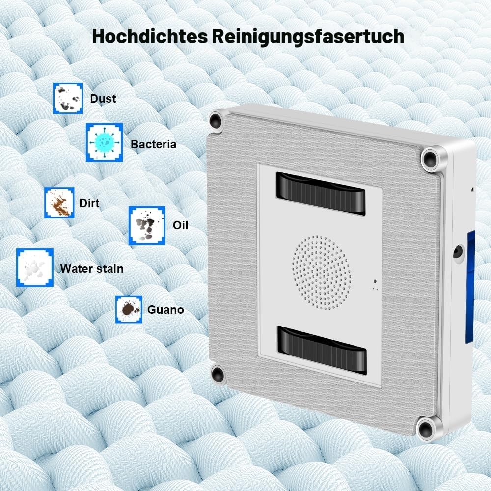 LIECTROUX Fensterwischroboter YW509, Doppelter Wasserspray, Lasersensor, Fallschutz, Kompatibel mit