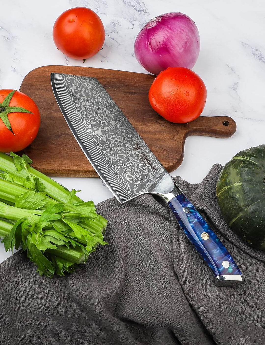 Nakiri Messer 19 cm Profi Küchenmesser Damastmesser, Xuan Serie, VG10 Damaskus Stahl Küchenmesser mi