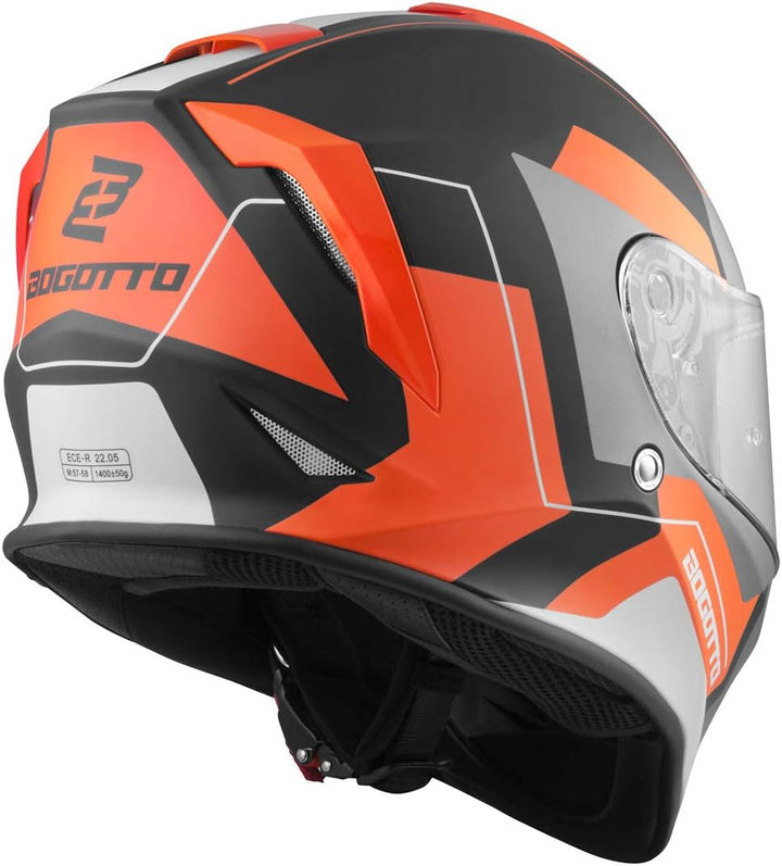 Bogotto V151 Sacro Helm (Black Matt/Orange,XL) XL Schwarz Matt/Orange, XL Schwarz Matt/Orange