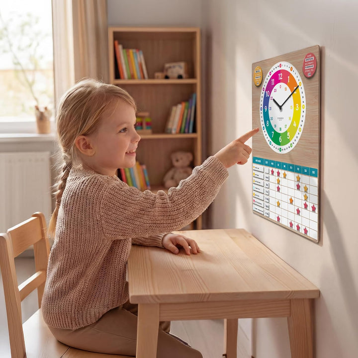 Cander Berlin MNU 11132 R Kinderwanduhr mit Belohnungssystem ohne Tickgeräusche analog Kinderzimmer