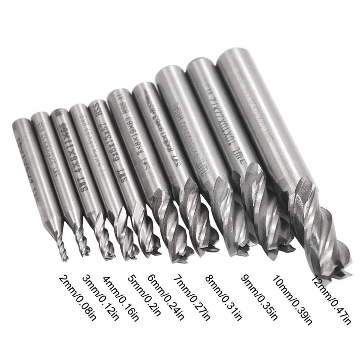 Afunta Bohraufsätze/Schaftfräser mit 4 Rillen, 2-12 mm (0,08-0,47 Zoll) Schnellarbeitsstahl, gerader