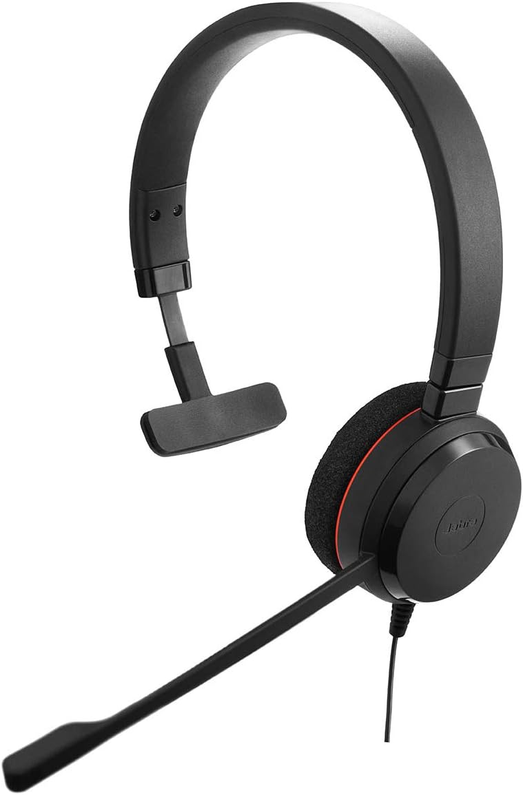 Jabra Evolve 20 Mono Headset – Microsoft Certified Headphones for VoIP Softphone with Passive Noise