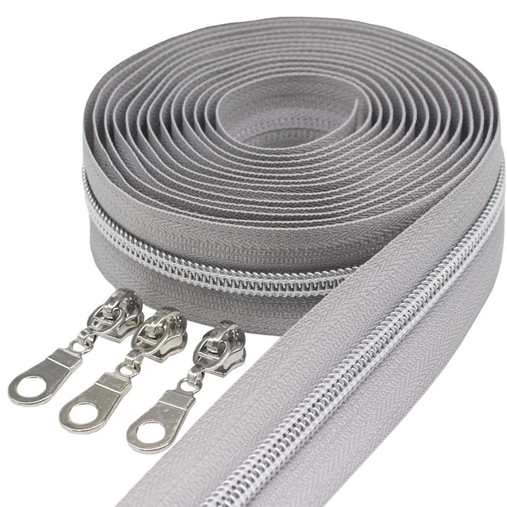 9 m silberfarben endlos Reissverschluss Meterware Reissverschluss Nylon 6mm-Spirale + 25 Nonlock-Zip