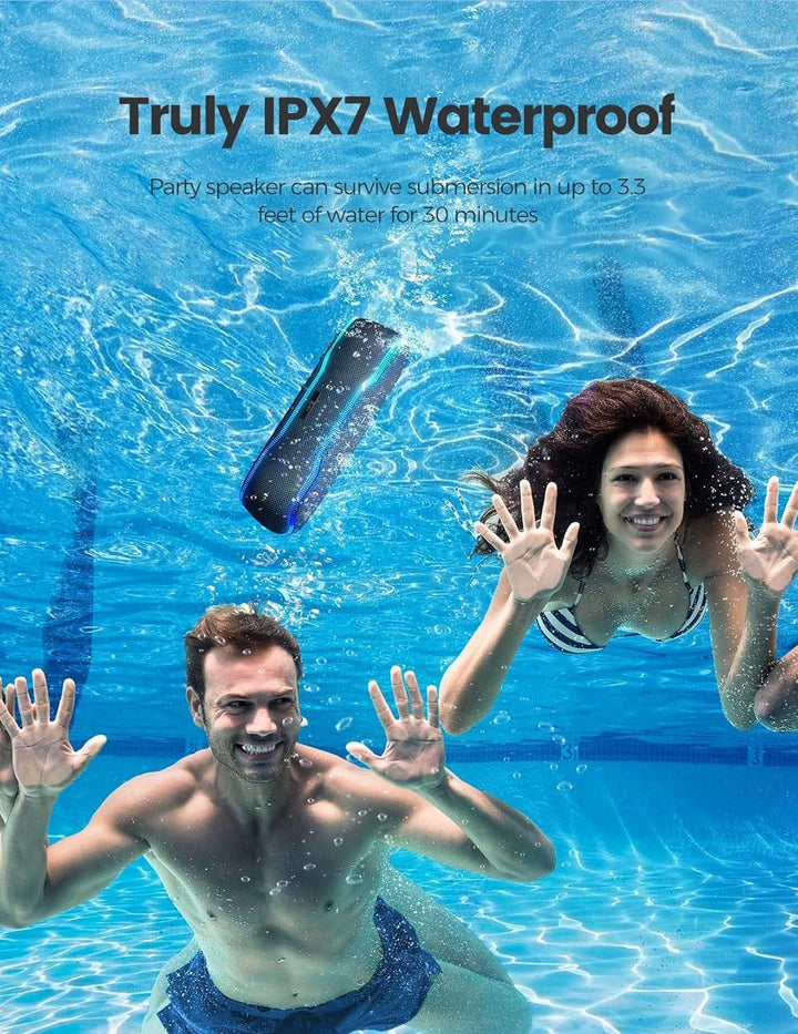 AY Bluetooth Lautsprecher Musikbox Tragbarer IPX7 Wasserdicht Bluetooth Box mit Bunten Licht und Sat