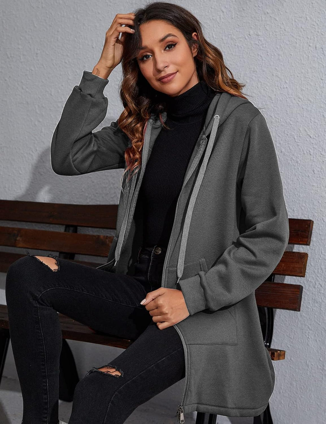 CMTOP Damen Sweatjacke Hoodie Kapuzenpullover mit Zipper Sweatshirt Jacke Langarm Pullover Kapuzenpu