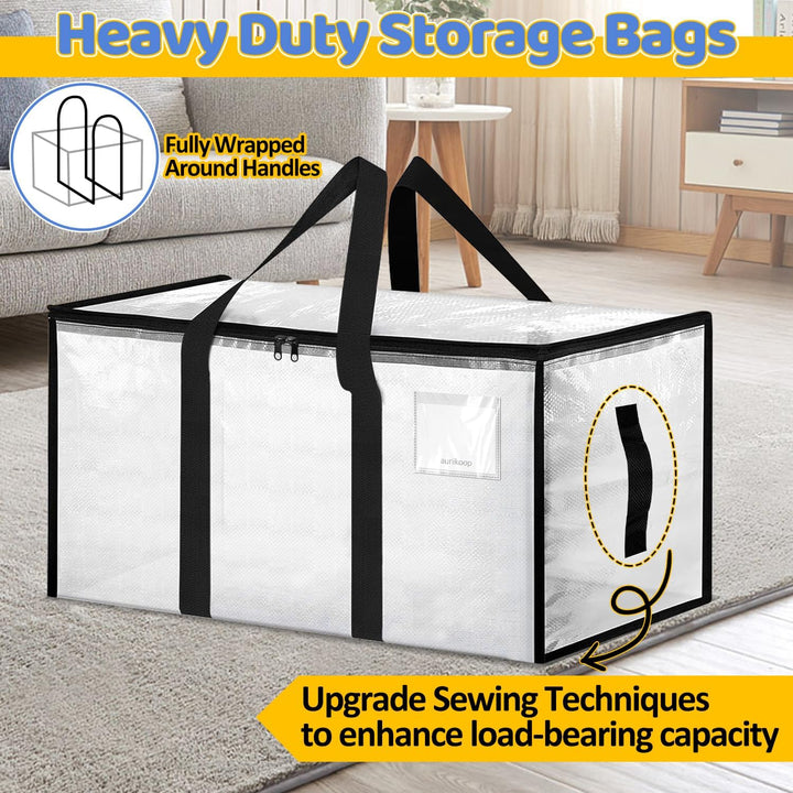 Aufbewahrungstasche 4 Stücke Umzugstaschen, 88L Aufbewahrungstasche Gross Transparente, Aufbewahrung