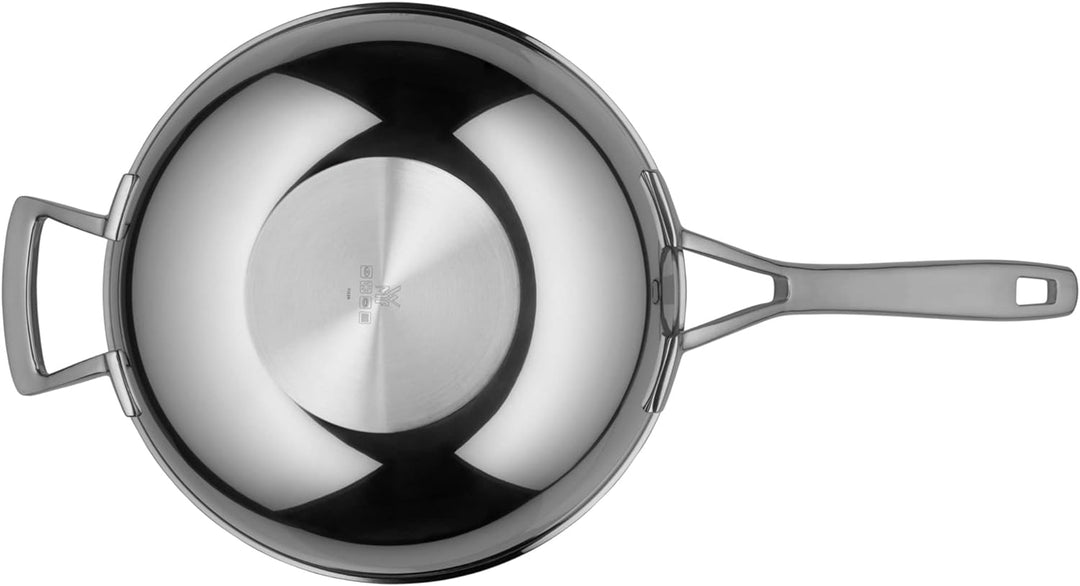 WMF Multiply Wokpfanne 28 cm, Wok Induktion unbeschichtet, Metalldeckel mit Wrasenabzug, Mehrschicht