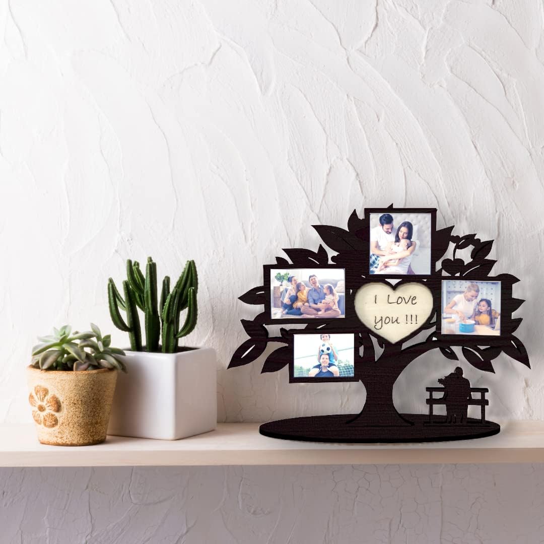 Pekiedo Bilderrahmen Lebensbaum aus Holz, Mehrfach-Bilderrahmen Love You, Geschenkidee für Freundin,