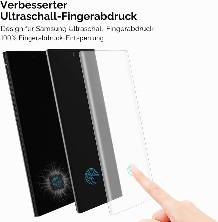 Ni-SHEN 3 Stück Panzer Schutz 9H Glas Schutzfolie Displayschutz 3D Gebogen Folie Fingerabdruck-ID Un