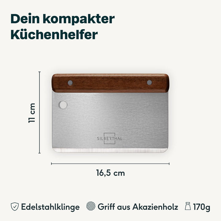 SILBERTHAL Teigkarte 2er Set Edelstahl 16cm gross - Teigschaber für Brot, Pizza, Gemüse - Teigmesser