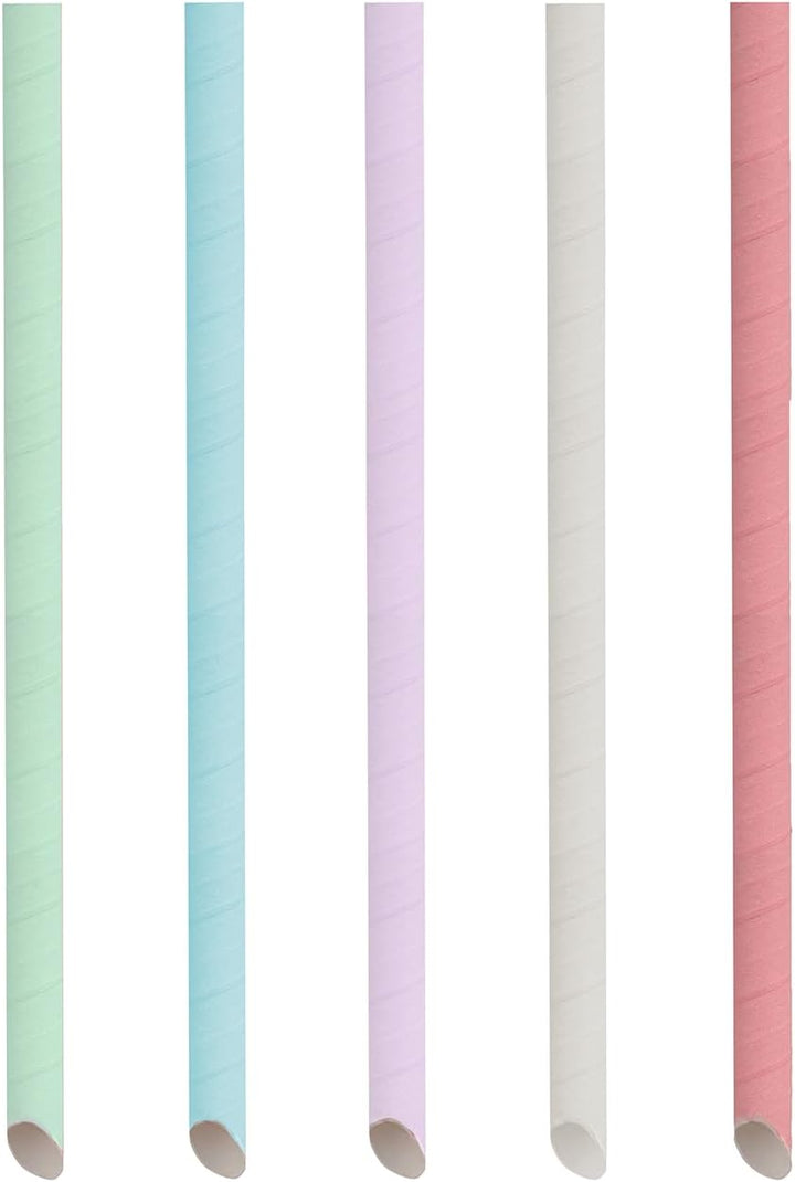 Papstar Bubble Tea Halme, Papier Ø 12 mm, 20 cm farbig sortiert einzeln gehüllt, einseitig spitz 888