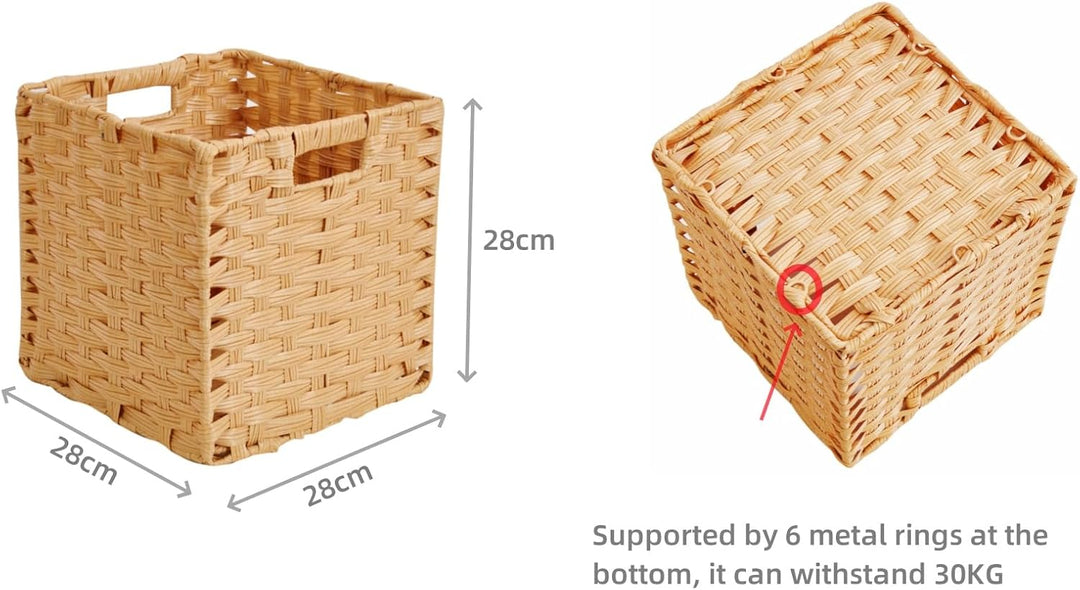 Aufbewahrungskorb, 28x28x28cm Aufbewahrungsboxen aus Polypropylene und Metallstreifenfür Vorratskamm