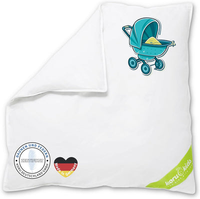 Koru Kids® Kinderwagendecke 80x80 cm - 100% Daunen – Decke Kinderwagen Winter – bis 60 Grad waschbar
