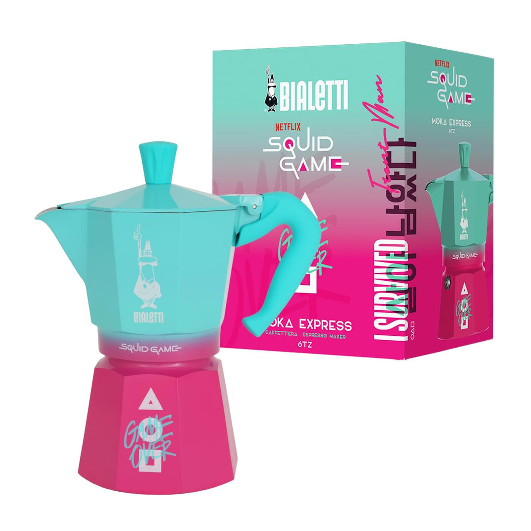 Bialetti Moka Express Squid Game© 6 Tassen, Verbrühungssicherer Griff, Nicht für Induktion geeignet,