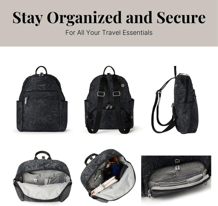 Baggallini Damen Securtex Anti-Diebstahl-Urlaubsrucksack Einheitsgrösse Midnight Blossom, Einheitsgr