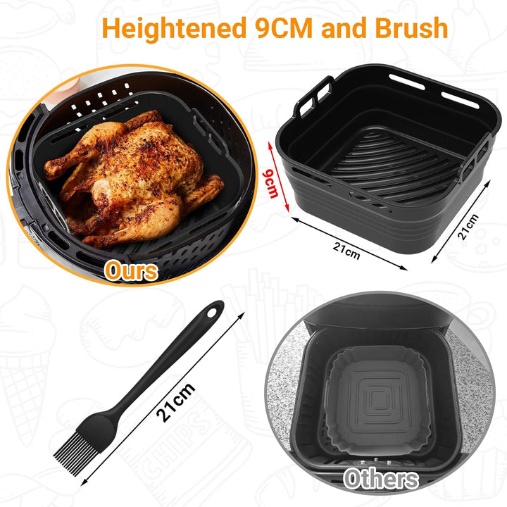 Alyvisun Silikonform für Heissluftfritteuse mit Öl Pinsel, Airfryer Silikonformen Wiederverwendbar S