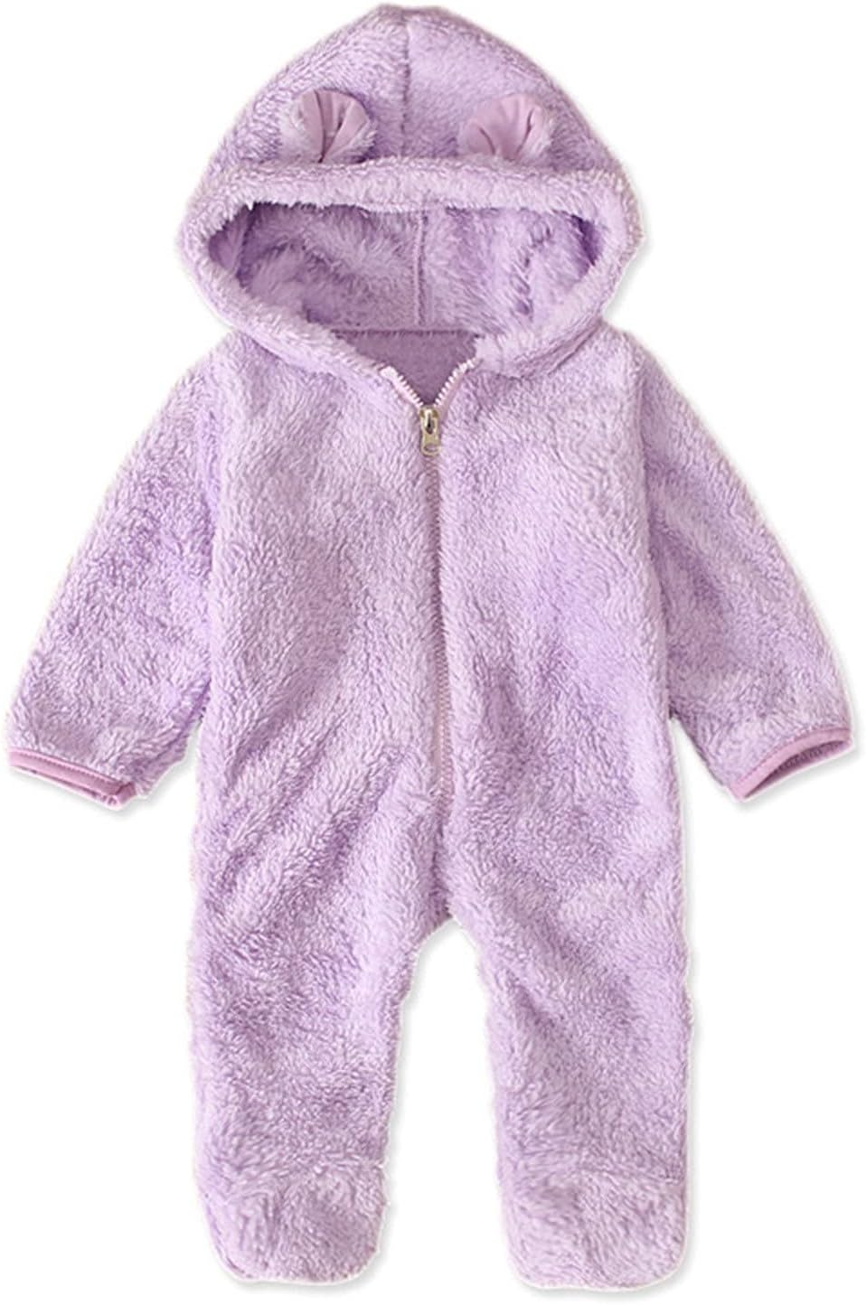 MNSWR Ohrenfüssiger Säuglingsoverall mit Kapuze Mädchen Babymantel Strampler Jungen Fleece Jungen St