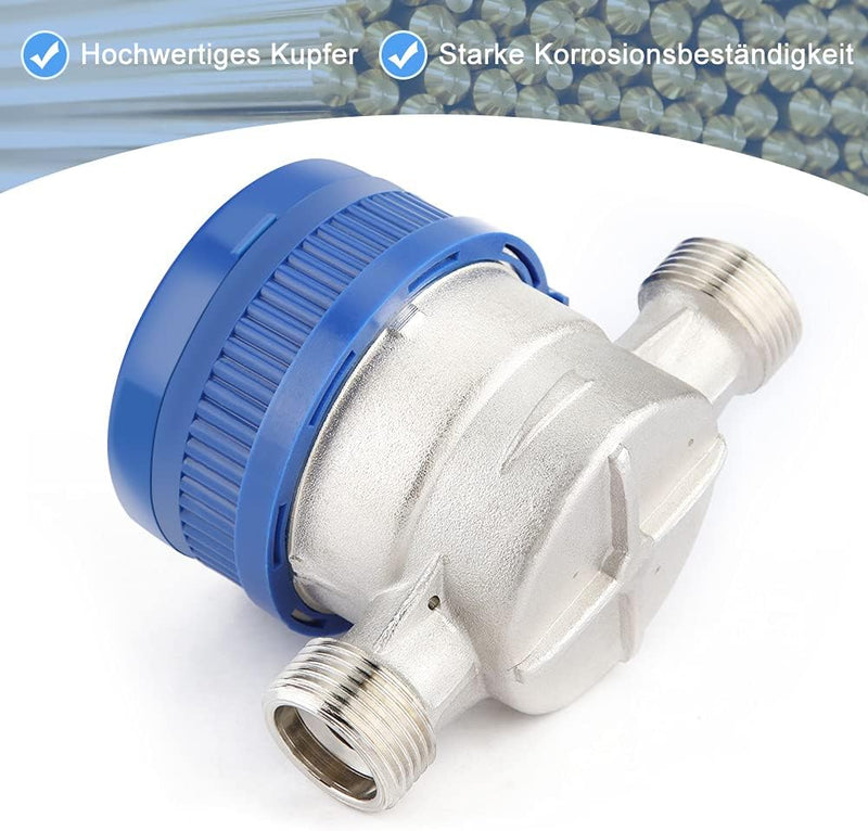 Cocoarm Wasserzähler Zapfhahnzähler Kaltwasser 1,5 m3 / h 0-40 ℃ Mechanischer Wasserzähler 15 mm 1/2