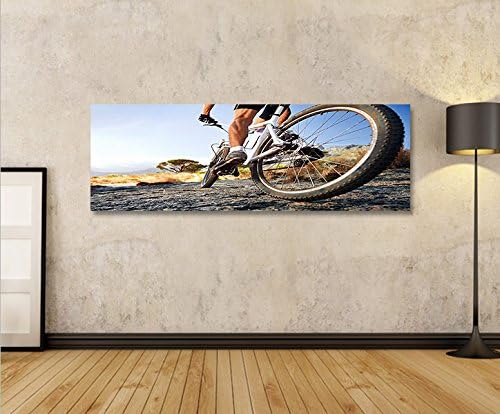 islandburner Bild Bilder auf Leinwand Mountain Bike Panorama XXL Poster Leinwandbild Wandbild Dekoar