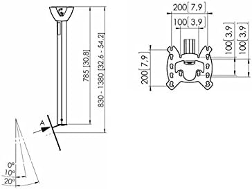 VOGEL'S PFC 585 TV-Deckenhalterung für 48-106 cm (19-42 Zoll) Fernseher, Höhenverstellbar 850 bis 13