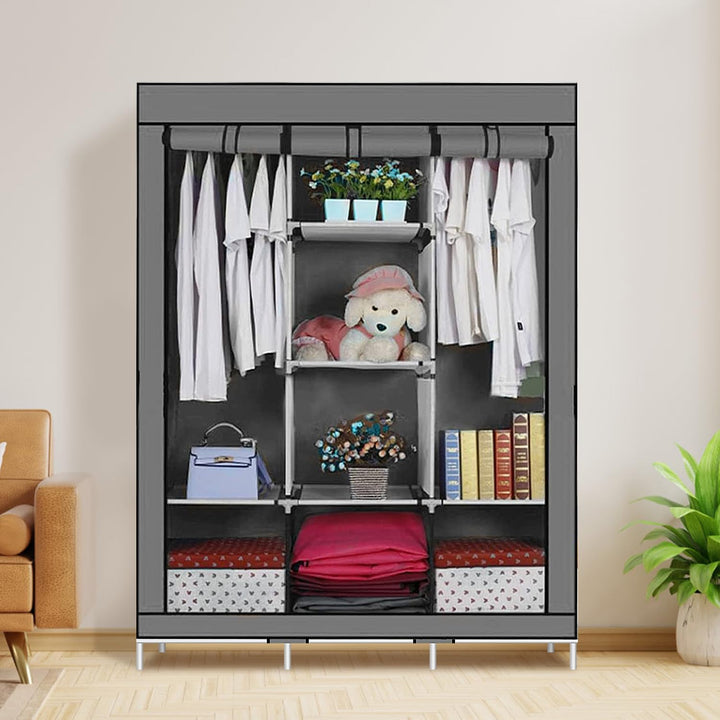 LONENESSL Canvas Kleiderschrank, 128 x 45 x 170 cm Schrank Kleiderschrank für Schlafzimmer, tragbare