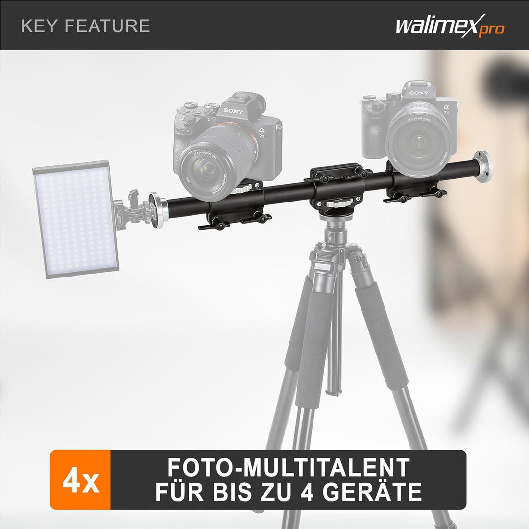 Walimex WT-628 Auslegearm (2 horizontal und vertikal verstellbare Schlitten, 2x 3/8 Zoll, 2x 1/4 Zol
