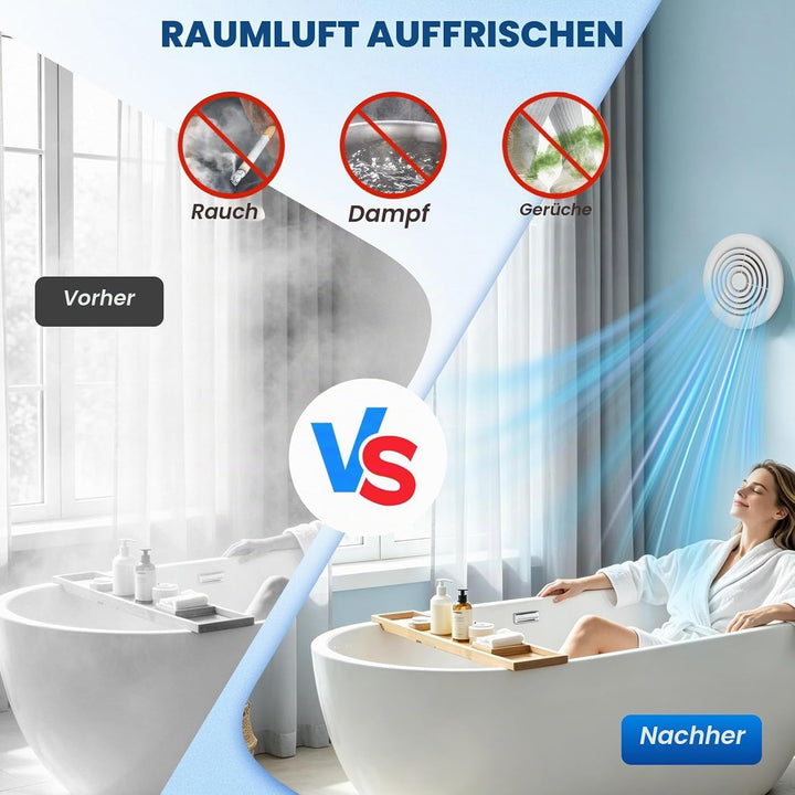 Badlüfter 100mm,2 Richtungen,3 Geschwindigkeiten,100M³/H,Ipx4 Waterproof,Mit Fernbedienung,15W Leise