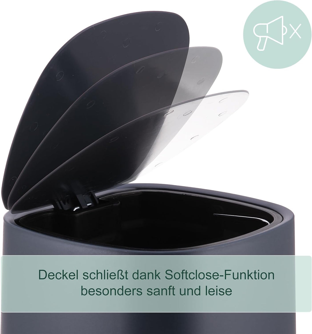 Relaxdays Mülleimer Bad, 5 l, Kosmetikeimer mit Soft-Close, matte Optik, entnehmbarer Inneneimer, Tr