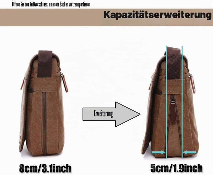 LOSMILE Herren Umhängetaschen, Leinwand Schultertaschen, Laptoptasche,Schulranzen, für Schule und Ar