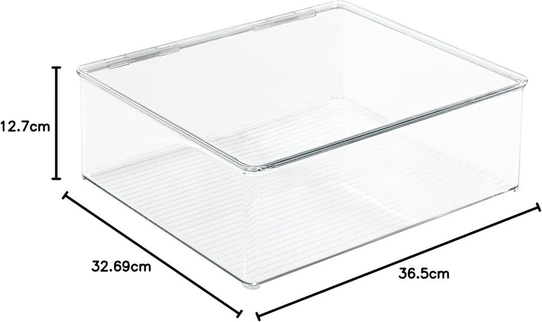 mDesign 2er-Set Wäschebox – 12,7 cm hohe Kleiderkiste mit Deckel für den Kleiderschrank – Stapelboxe