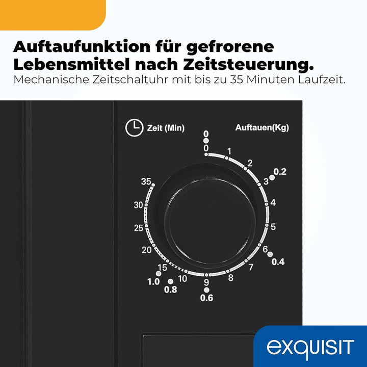 Exquisit Mikrowelle MW 802 sw | 700 W Leistung | 20 L Garrraum | kompakte Mikrowelle | platzsparend
