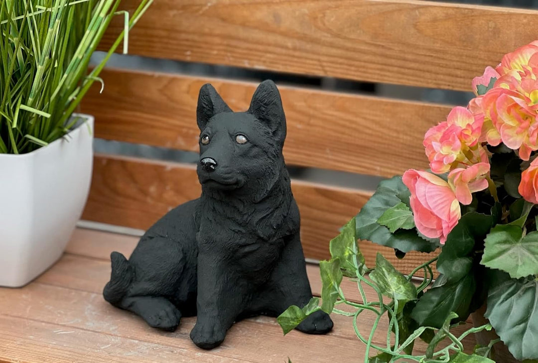 stoneandstyle Steinfigur Schäferhund schwarz frostfest