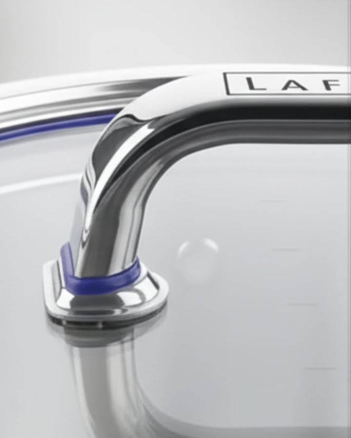Johann Lafer – Kochtopf Induktion - Fleischtopf gross 24 cm 5,5 L Edelstahl mit Glasdeckel | Akkuthe