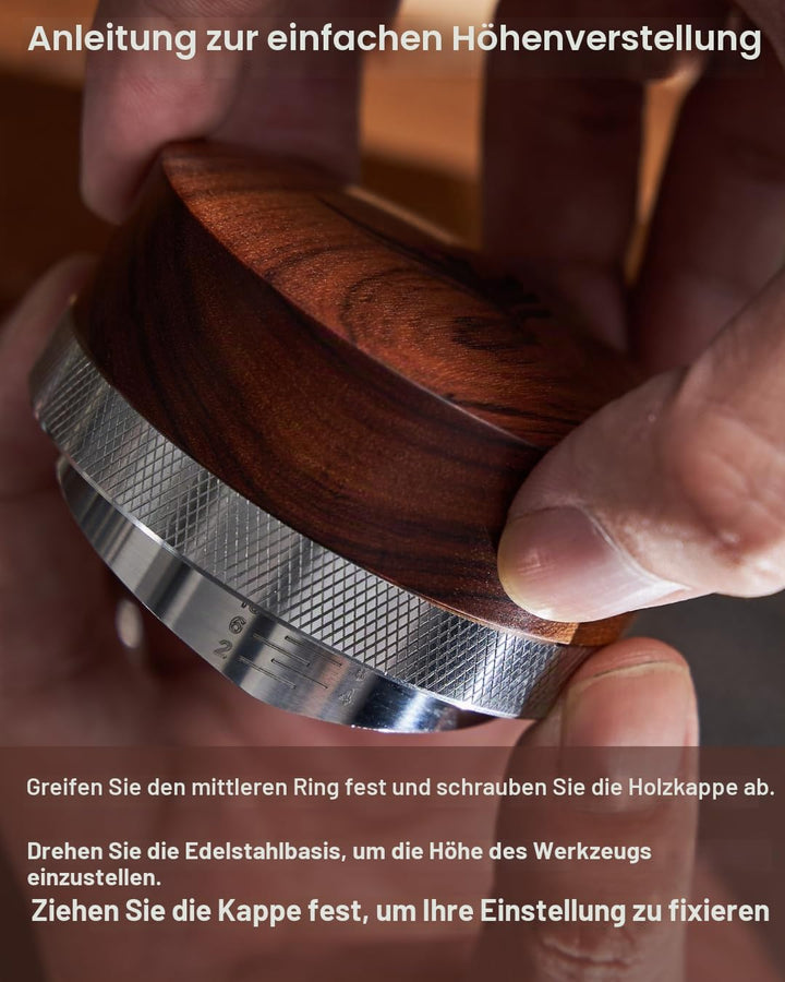 54mm Espresso Distributor kompatibel mit Sage Barista Express/Pro/Touch, Bambino – Rosenholzgriff Ka