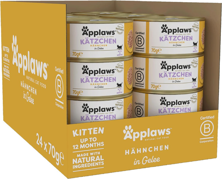 Applaws Natürliches Kätzchenfutter, Huhn Nasses Katzenfutter In Brühe Dose, 70 g (Packung mit 24 Stü
