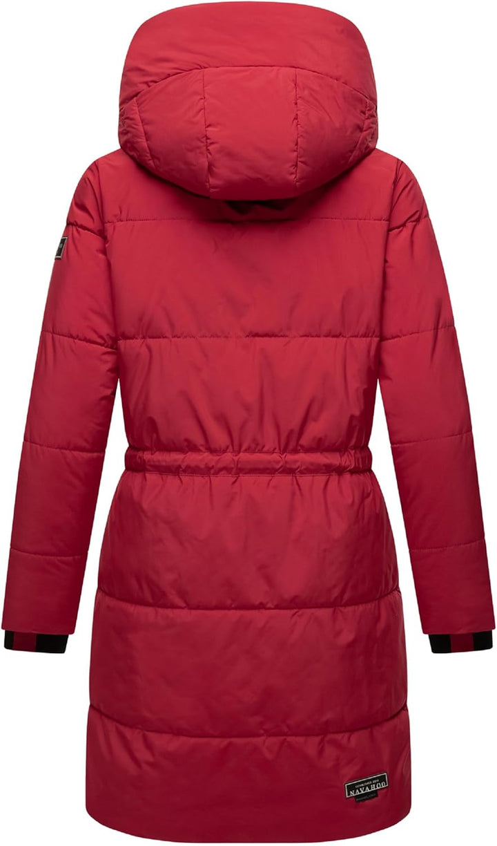 Navahoo Damen Wintermantel kurzer Steppmantel mit Kapuze Zuckertatze XIV XS-XXL XS Dark Red, XS Dark