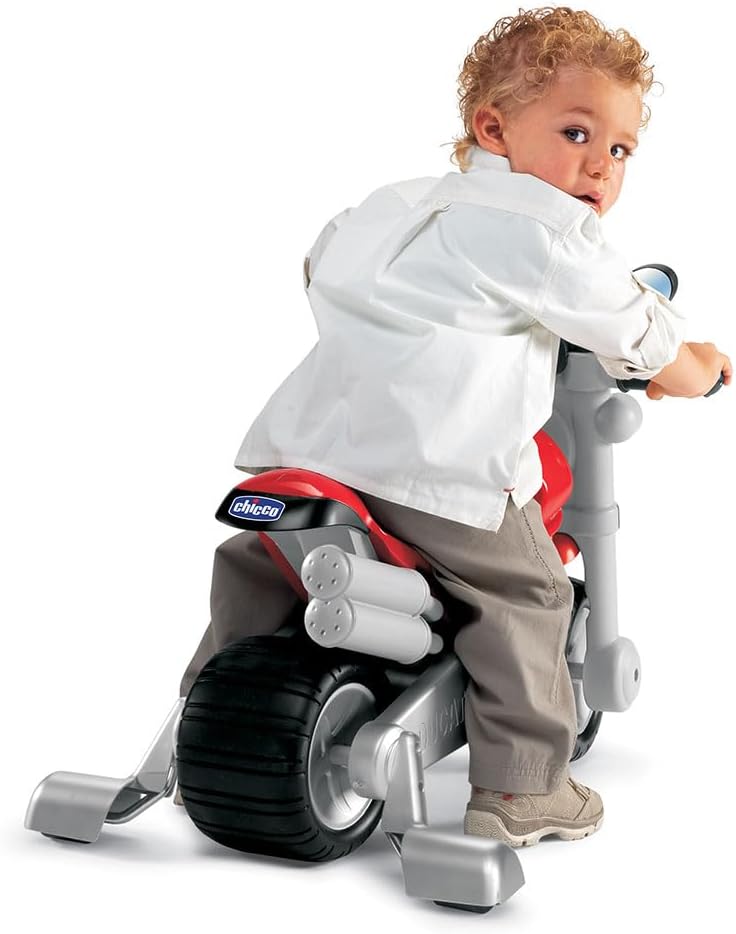 Chicco Ducati Monster Spielzeugmotorrad für Kinder, Rutschfahrzeug mit Hupe und Motorengeräusch, abn