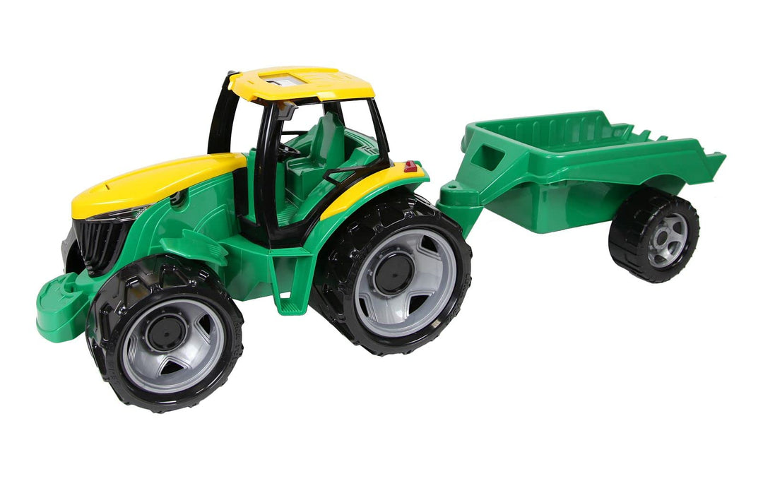 Lena 02122 - Giga Trucks Traktor und Anhänger grün, Starke Riesen Spielfahrzeug Set mit Trecker ca.