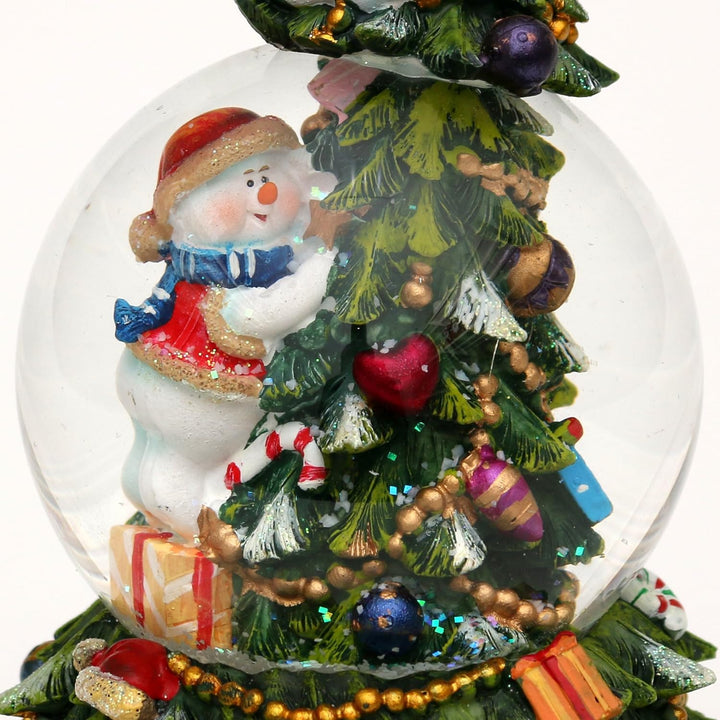 Dekohelden24 XL Schneekugel, Tannenbaum mit Spielwerk 500393 Schneemänner Masse H/B/Kugel: ca. 18 x