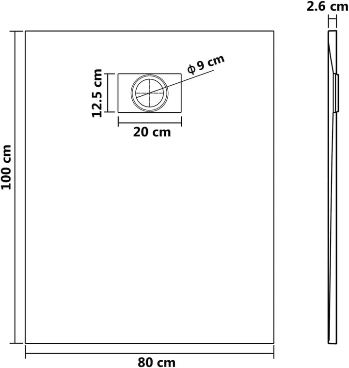vidaXL Duschwanne SMC Braun 100x80cm