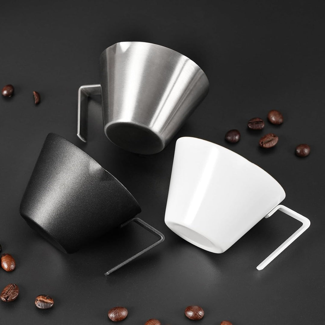 YARRAMATE Espressotassen mit Griff, Edelstahl-Espresso-Zubehör, Doppelausguss, Metall-Messbecher mit