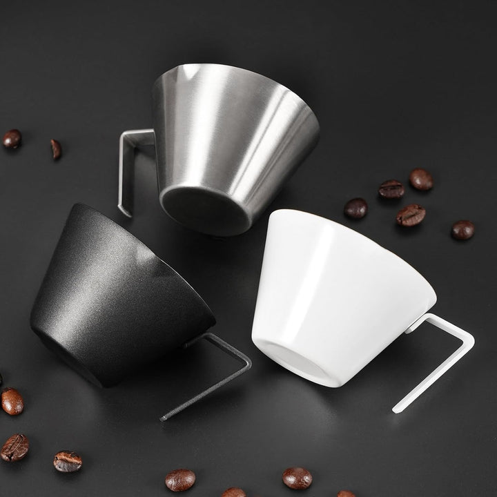 YARRAMATE Espressotassen mit Griff, Edelstahl-Espresso-Zubehör, Doppelausguss, Metall-Messbecher mit