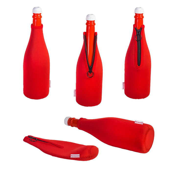 Sektkühler 0,75l Neopren, Flaschenkühler, Weinkühler, Getränkekühler, DRESS-YOUR-DRINK (Rot, 5er Spa