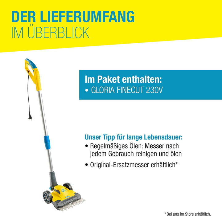 GLORIA Elektro Rasen- und Kantenschneider FineCut 230V-Ergänzung für Mähroboter & Akku-Rasenmäher/Ra