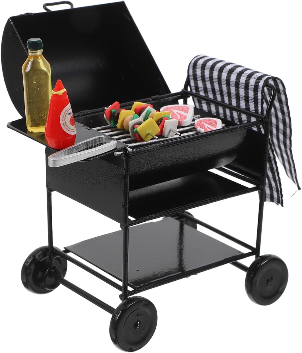 DOITOOL 1 Set Puppenhaus Miniatur Grill BBQ, Schwarzes Legierungs-Miniaturgrill-Modell, Puppenhaus Z