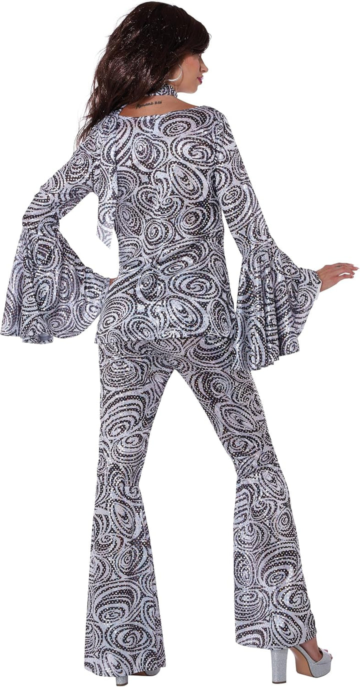 California Costumes Damen Foxy Lady Disco Kostüm, Weiss, Schwarz, S S Weiss, Schwarz, S Weiss, Schwa
