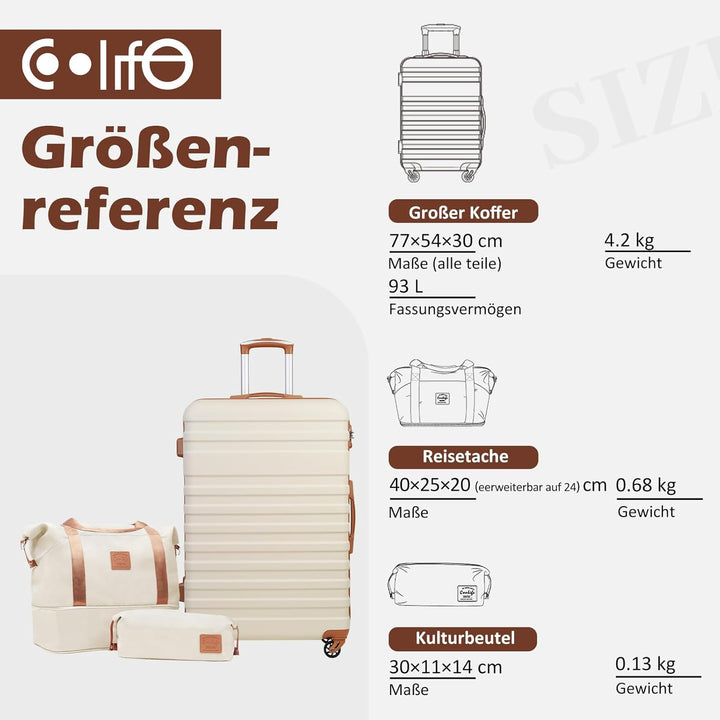 COOLIFE Koffer Trolley Koffer Reisekoffer von ABS Hartschalen Trolley 4 Rollen TSA-Schloss Der Koffe
